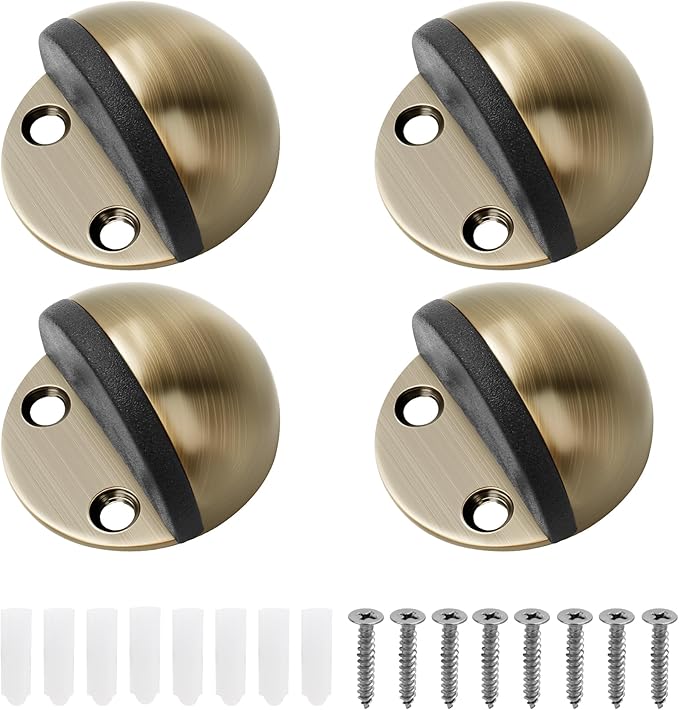 Floor Mounted Door Stops, Stainless Steel Door Stoppers for Floor, Floor Door Stop Mounted Half Moon, with Screws, for Hard Floor Concrete Floor(Bronze,4 Pcs)