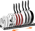 AHNR Expandable Pot and Pan Organizers Rack, 10+ Pans and Pots Lid Organizer Rack Holder, Kitchen Cabinet Pantry Bakeware Organizer Rack Holder with 10 Adjustable Compartments (Black)