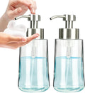 Doiliese Foaming Hand Soap Dispenser Set, 16 oz Large Glass Soap Dispenser, Foam Dispenser with Stainless Steel Pump & Waterproof Labels, Refillable Soap Bottles for Bathroom Countertop, 2 in 1