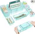 20 Pcs Clear Drawer Organizer, Adjustable Drawer Storage Box, 3-Size Desk Drawer Organizer, Acrylic Storage Bins for Makeup, Kitchen Utensils, Bedroom Dressers Tool Organizer for Gadgets, Blue