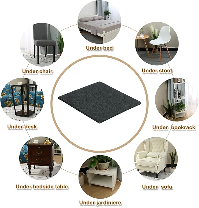 uxcell Felt Furniture Pads, 1Pcs 7.87" x 7.87" Adhesive Backed Felt Non-Slip Anti-Scratch Chair Leg Protectors for Protecting Hardwood Floor, Black