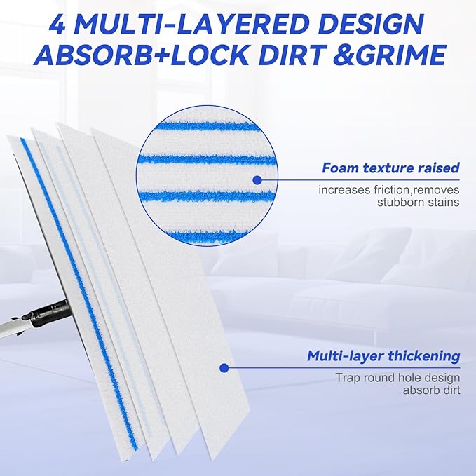 Replacement Disposable Microfiber Pad Fit for Rubbermaid Quick Connect Mop System - 50 Pack Wet & Dry Commercial Cleaning Refills with Scrubbing/Scouring Stripes Fit for Any Flat System 17 and 18 Inch