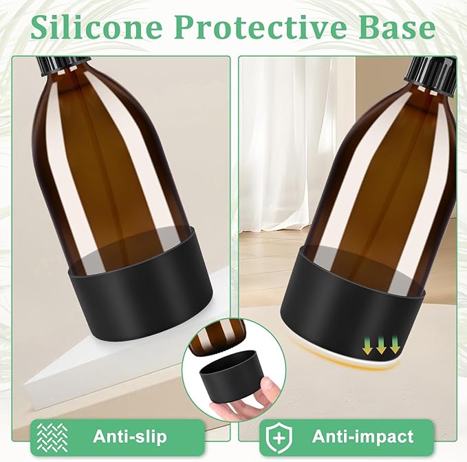 Amber Glass Spray Bottles 3 Pack, 17 oz/500 ml Glass Spray Bottles for Cleaning, Plants, Essential Oils, Hair Care, Refillable Empty Spray Bottle with Adjustable Nozzle for Squirt and Mist