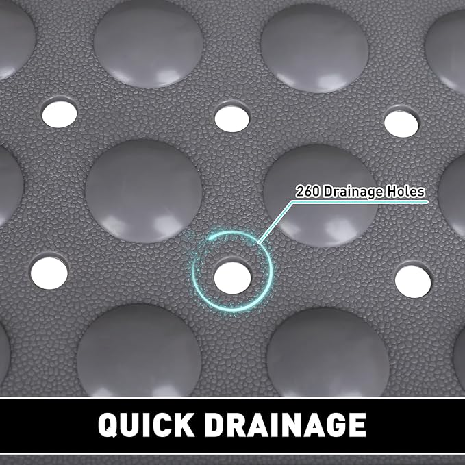 Mofonky Shower Mat Non Slip: 35.4 x 23.6 Inch Extra Large TPE Shower Mats for Inside Shower - Anti Slip Shower Stall Matt with Drain Hole and Suction Cups for Elderly