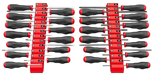 Ernst Manufacturing Screwdriver Pro - Modular Screwdriver Organizer for 26 Tools with Magnetic Base, Red - Made in the USA