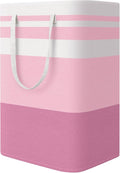 StorageRight Large Collapsible Laundry Basket Hamper with Easy Carry Handles，Freestanding Clothes Hampers for Laundry, Bedroom, Dorm, Towels, Toys, 75L, Pink