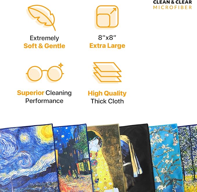 Large [2 Pack] Classic Art (Gogh Almond Blossoms) - Ultra Premium Quality Microfiber Cleaning Cloths (Best for Camera Lens, Glasses, Screens, and All Lens.), Microfiber Cloth