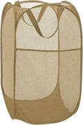 BATTOO Deluxe Strong Mesh Pop up Laundry Hamper Basket with Side Pocket for Laundry Room, Bathroom, Kids Room, College Dorm or Travel Beige