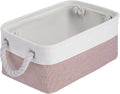 Storage Baskets for Shelves 11.8x7.9x5.2 Inch, Foldable Fabric Storage Bins with Handles, Small Storage Baskets for Organizing Closet, Office, Home Organization (1-Pack, White&Pink)