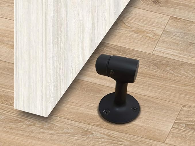 QCAA Solid Brass Door Stop, 3", Matte Black, 4 Pack, Made in Taiwan
