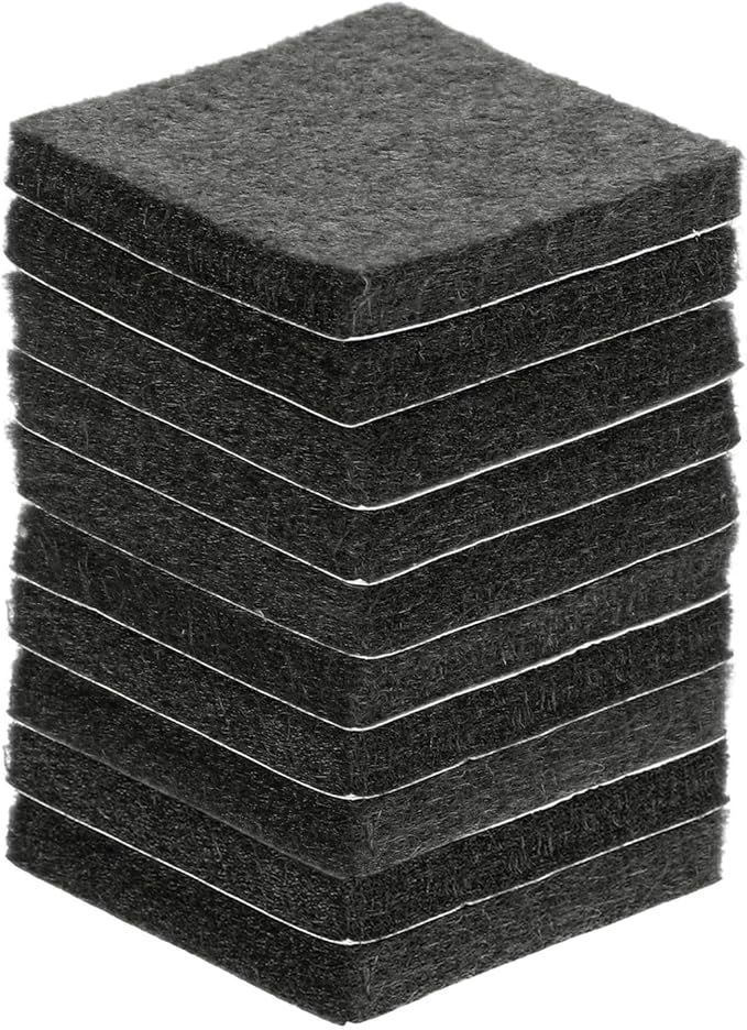 uxcell Felt Furniture Pads, 10Pcs 1.5" x 1.5" Adhesive Backed Felt Non-Slip Anti-Scratch Chair Leg Protectors for Protecting Hardwood Floor, Black