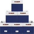 6-Pack Storage Cubes with Handles & Label Holders Basket, Closet Cube Home Organizer Bins(White/Blue, 13 x 13 x 13 inch)