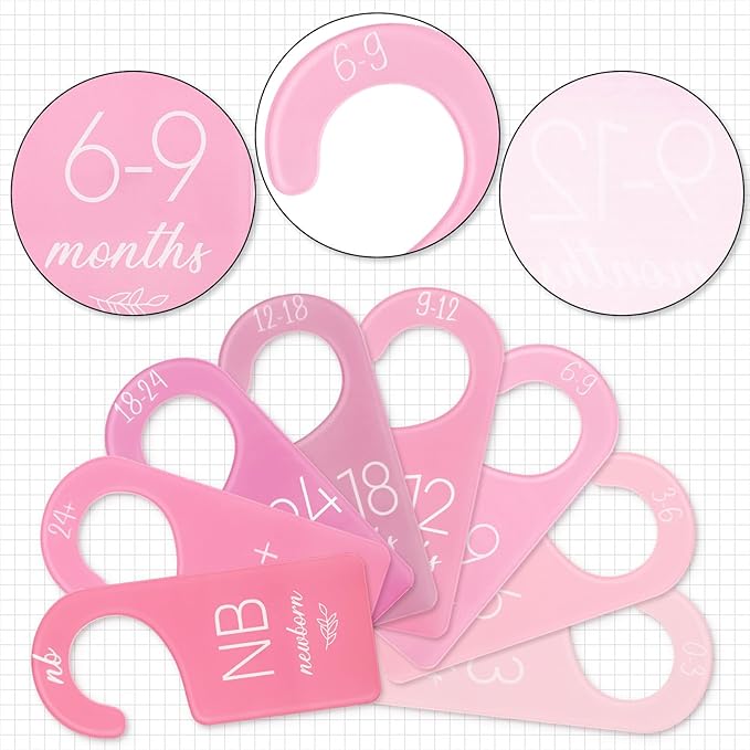 Whaline Acrylic Baby Closet Dividers Pink Hanging Infant Clothes Hanger Separators Thicken Baby Wardrobe Organizers for Home Nursery Supplies, 6.7 x 3 Inch, 8Pcs