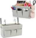 Lilithye Bedside Caddy Organizer with Fixed Straps & Water Bottle Holder for Home, College Dorm, Bunk Bed, Hospital & Crib Bed Rails (2 pcs, Grey)