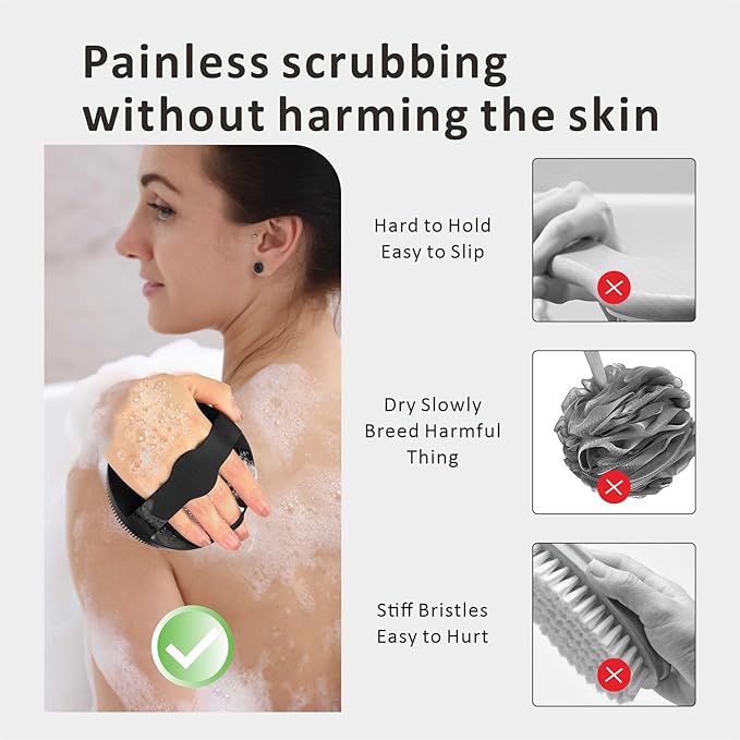 Soft Silicone Face Scrubber,Body Scrubber for Deep Cleansing, Exfoliation- 2pcs Silicone Body Brushes for Women Men Use in Shower Skin Massage Pore Cleansing Blackhead Removing