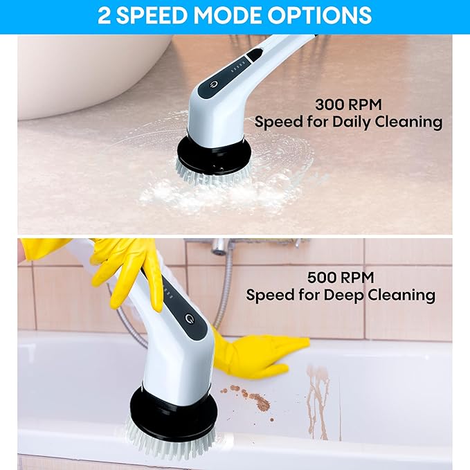 Generic Befrima Electric Spin Scrubber 7 in 1 - Waterproof Electric Cleaning Brush, Cordless Shower Scrubber with Adjustable Handle, Electric Spin Scrubber 360° and Dual Speed for Cleaning Bathroom