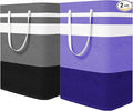2-Pack Foldable Laundry Basket,Large Laundry Baskets with Handles,Waterproof Laundry Hamper,Collapsible Laundry Hampers for Clothes Organizer 80L (Black&Purple)