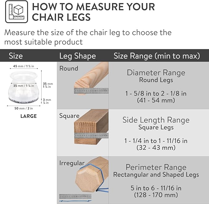 Aneaseit Chair Leg Floor Protectors - 16 pcs Brown - Felt Bottom Silicone Pads for Hardwood Floors & Furniture Feet - Rubber Caps for Chairs - Large