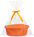 Pro Goleem Small Woven Basket with Gift Bags and Ribbons Durable Baskets for Gifts Empty Small Rope Basket for Storage 12"X 8" X 5" Baby Toy Basket with Handles, Orange