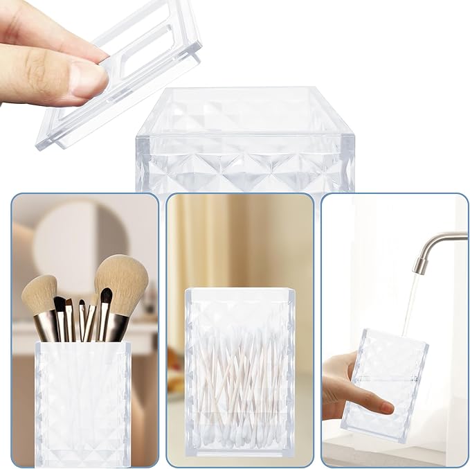 2PCS White Bathroom Accessories. Contain Soap Dispenser and Toothbrush Holder Set. Boho Bathroom Set for Blue Bathroom Décor