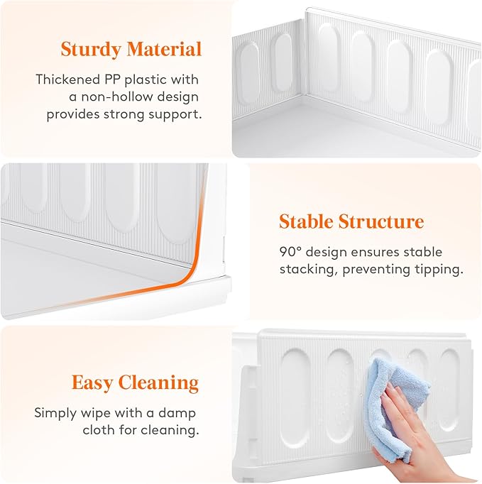 Lifewit 8 Pack Stackable Closet Organizers and Storage Basket for Clothes, Plastic Sweater Storage Bins for Wardrobe, Multifunctional Pants Organizer for RV, Pantry, Bathroom, Kitchen, Dorm, 24L