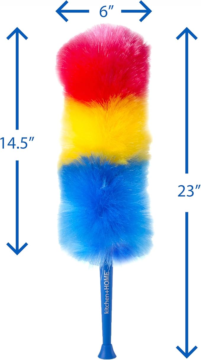 Kitchen + Home 23” inch Rainbow Static Duster - Electrostatic Feather Duster Attracts dust Like a Magnet!