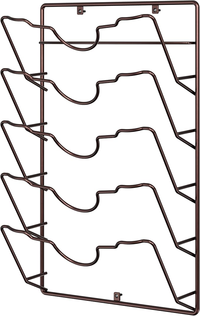 Simple Houseware Wall Door Mounted Pot Lid Rack, 9.5" Wx4.5 Dx17.2 H, Bronze Finish