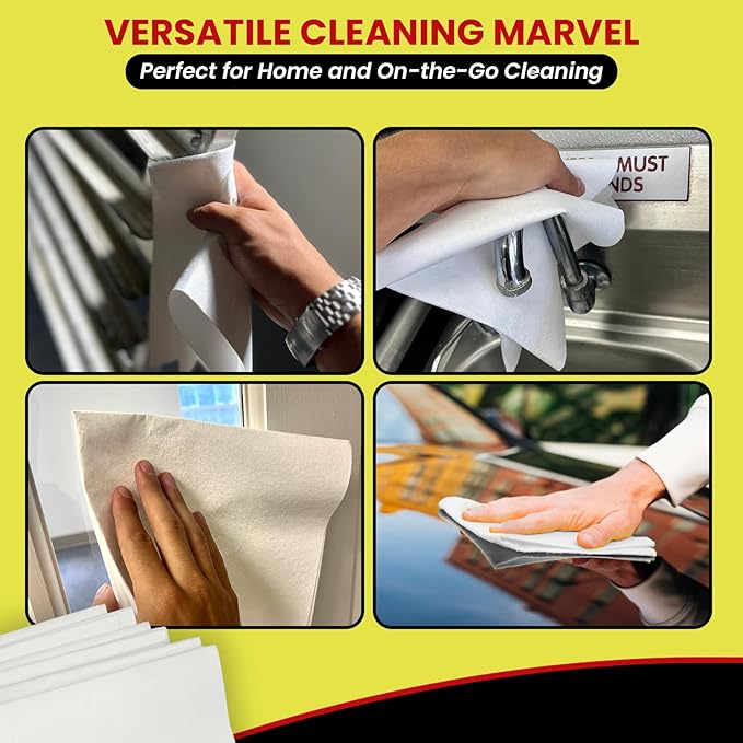 Microfiber Glass Cleaning Cloths, 6 Pack - 16" x 16" Lint-Free Window & Mirror Cleaning Towels, Streak-Free Reusable Cloths for Glass, Cars & Home - Just Use Water