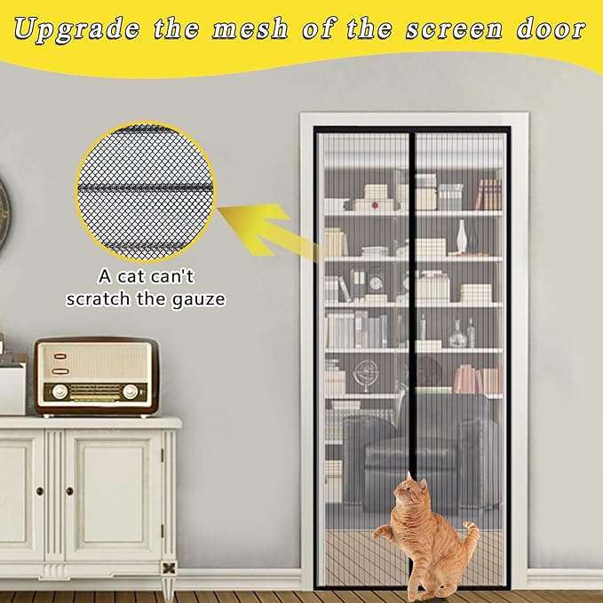 Magnetic Screen Door - Fit for Door Size:38 x 82 Inch, Screen Itself Size:40"x83", Hands Free Mesh Partition,Heavy Duty Curtain Keeps Bugs Out, Frame Hook & Loop, Pet and Kid Friendly