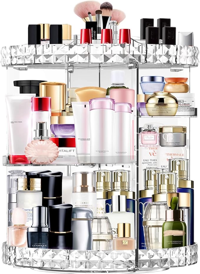 MISERWE Makeup Organizer 360 Degree Rotating 7 Adjustable Layers Large Capacity Cosmetic Organizer Transparent Make Up Organizers and Storage