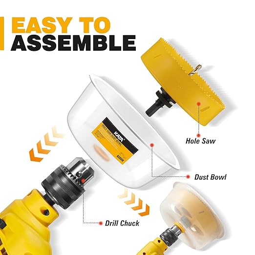 KATA Hole Saw for Recessed Lights: 6 Inch Hole Saw for Recessed Lighting with Dust Bowl - 6 in Hole Drill Cutter with Silicone Dust Catcher Tool for Drywall on Ceiling - Installing LED Can Light Home