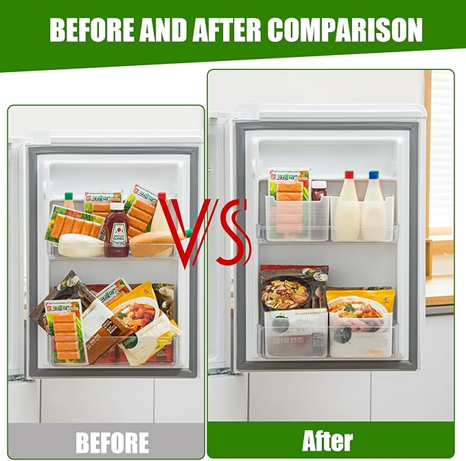 5 Pack Refrigerator Organizer Box, Plastic Refrigerator Side Door Storage Containers, Space-Saving Organizer Bins for Refrige, Refrige Drawers for Fruit and Vegetable (Clear,S×3+L×2)