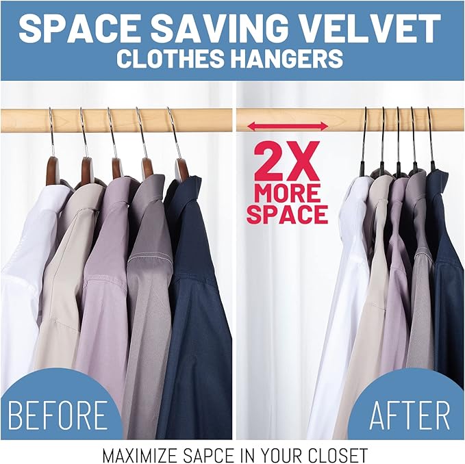 HOUSE DAY Black Velvet Hangers 240 Pack, Velvet Clothes Hangers Non Slip Felt Hangers, Heavy Duty Coat Hangers for Closet, Ultra Slim Hangers Black Hangers Space Saving Hangers for Suits, Shirt