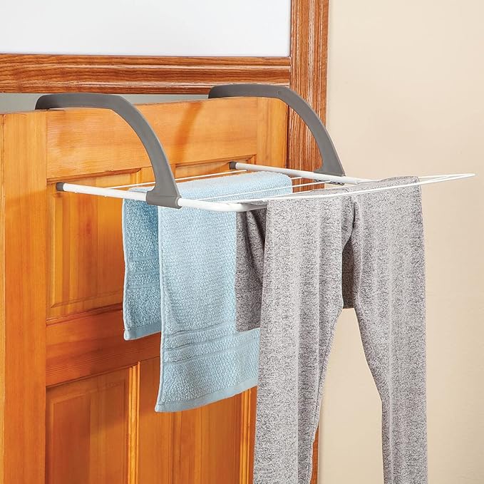 Over the Door Drying Rack, Foldable, Made of 100% Durable Metal and Plastic, Home Storage and Organization - Measures 20" Long x 20" Wide x 6 1/2" Deep
