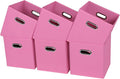 Black Fabric Cubby Storage Bins,13x13x13 Inches ,Cube Organizer Bin Foldable Storage Boxes with Dual Handles Fabric Organizer Box and collapsible Storage basket,Set of 6,Pink