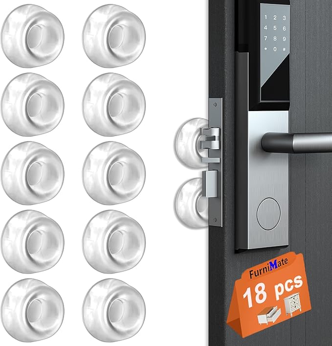 Door Knob Stopper Rubber Wall Protector, Door Knob Bumpers for Wall, 18PCS Small Door Stopper and 20 PCS Bumper Pads, Bumpers Doorstop, Cabinet Door Wall Protector