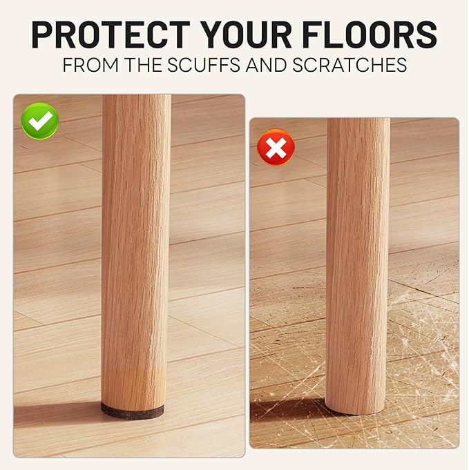 Felt Furniture Pads 359 PCS,Felt Pads for Hardwood Floors, Chair Floor Protectors，Cabinet Door Bumpers，Suitable for Round and Square Chair Legs, Reduce Noise and Protect The Floor (Black)