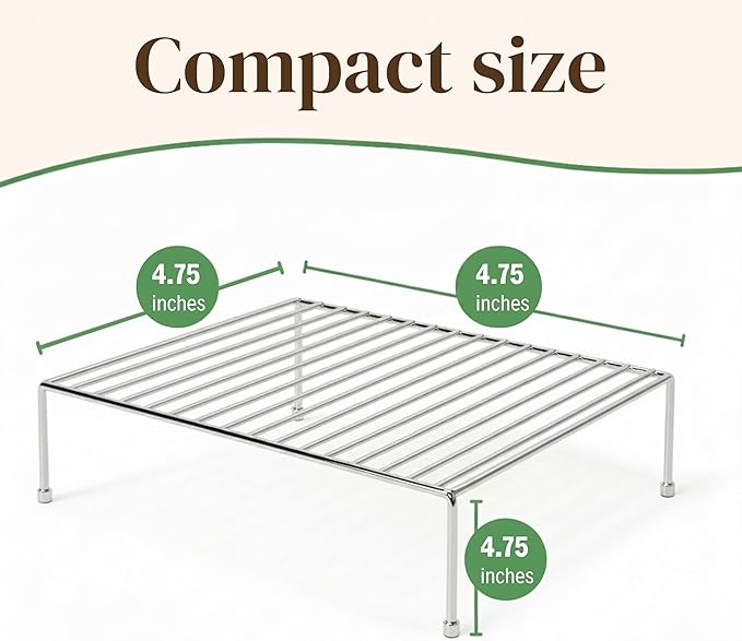 Evelots Kitchen Cabinet Wire Shelf Organizer/Rack - 4 Pack Sturdy Large Metal Shelf Risers - Double Your Counter Space - Great for Kitchen, Freezer, Pantry and Bathroom - Rustproof - Chrome