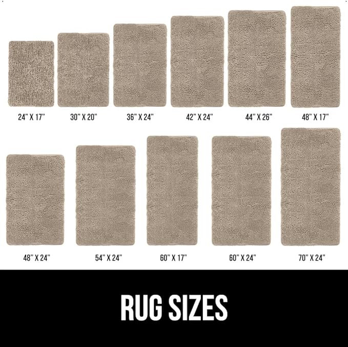 GORILLA GRIP Bath Rug Mat 60x24, Thick Absorbent Chenille, Quick Dry Microfiber Mats, Rubber Backing Washable Shower Floor Rugs, Bathmat Runner, US Designed Bathroom Home Decor Accessories Gray Beige