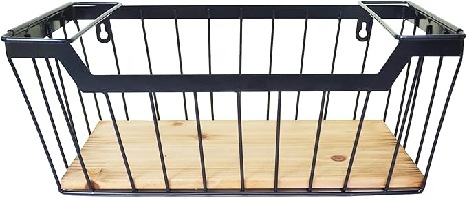 Metal Wire Basket with Handles Storage Organizer Stackable Organizing bin for Cabinet Shelf Countertop Under Sink Pantry for Kitchen,Bathroom,Laundry Closet, 1 Pack