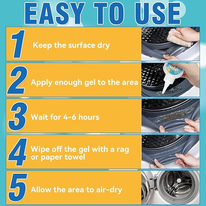 Mold Stain Cleaner Gel, Washing Machine Cleaner for Front Loader Seal, Household Remover Gel for Bathroom Grout, Sink, Shower, Caulk, Front Load Washer Cleaning Solution-8 fl oz
