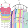 TomCare 2 Pack Tank Top Hanger and 2 Pack Leggings Organizers Space Saving Sport Bras Organizer Metal Yoga Pants Hangers with 20 Clips Hanging Closet Organizers and Storage, Grey