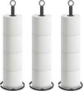 NearMoon Bath Toilet Paper Holder Stand, Freestanding Tissue Paper Storage with Reserve, Space Toilet 4 Rolls Holder for Bathroom/Kitchen Countertop-All Metal (3 Pack, Matte Black)