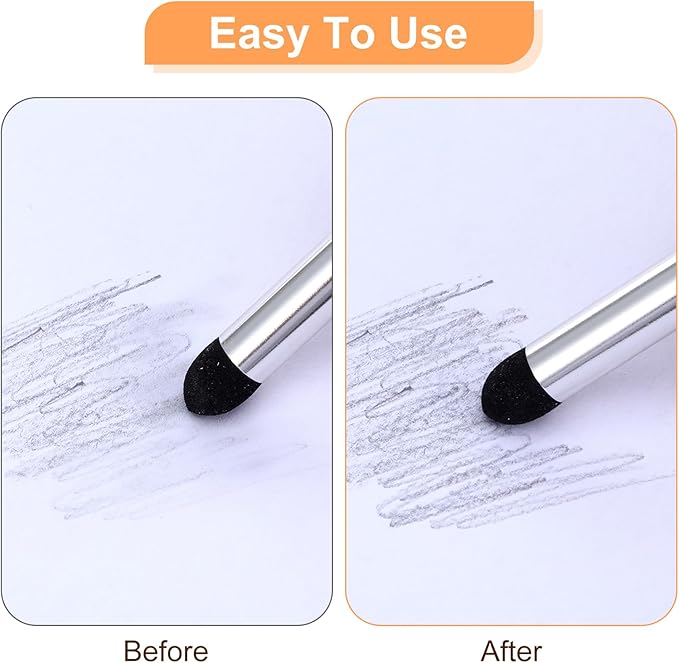 4pcs Blending Sponge Pen Double Headed Washable Rubbing Sponge Brush Reusable Sketch Wipe Drawing Art Blending Tools for Artist Highlight Shadow Detail Correcting
