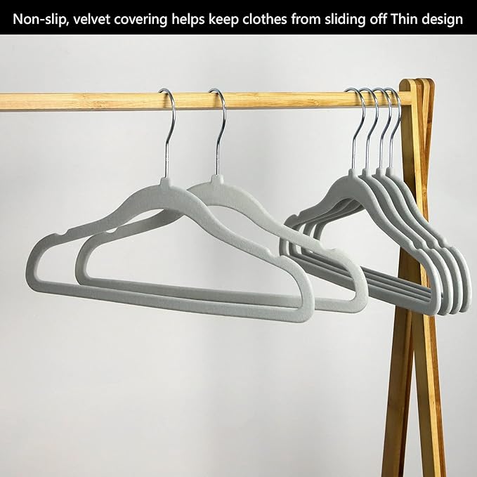 GoodtoU Baby Hangers Velvet 20 Pack Kids Non Slip Hangers Childrens Hanger for Kids Grey