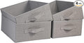 JAKAGO Fabric Storage Bins set of 4 Rectangle Storage Baskets with Handle Foldable Closet Organizer for Clothes Towel bedding Books Collapsible Clothing Container for Shelves Bedroom(Gray Low)