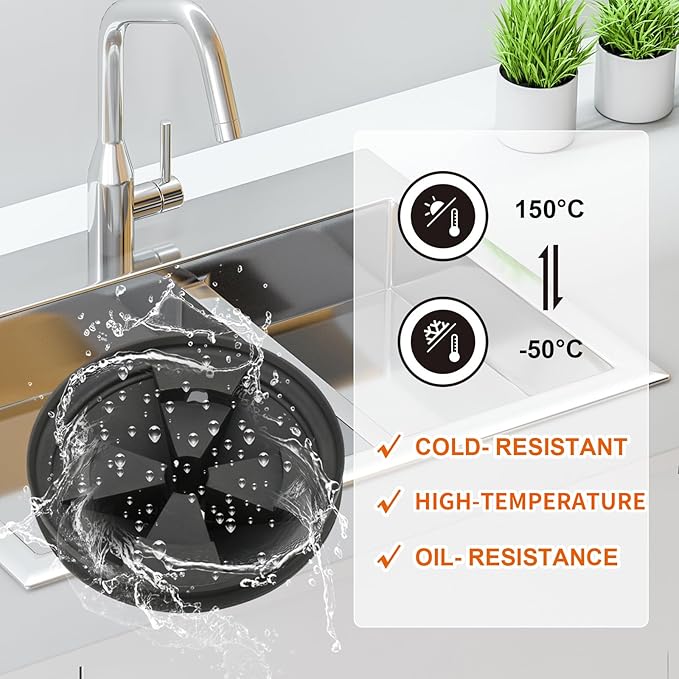 2Pcs 3 3/8" Garbage Disposal Splash Guard, Quiet Garbage Disposal Rubber Drain Insert, Sink Splash Guard QCB-AM Replacement for InSinErator Evolution Series, Removable Garbage Disposal Parts