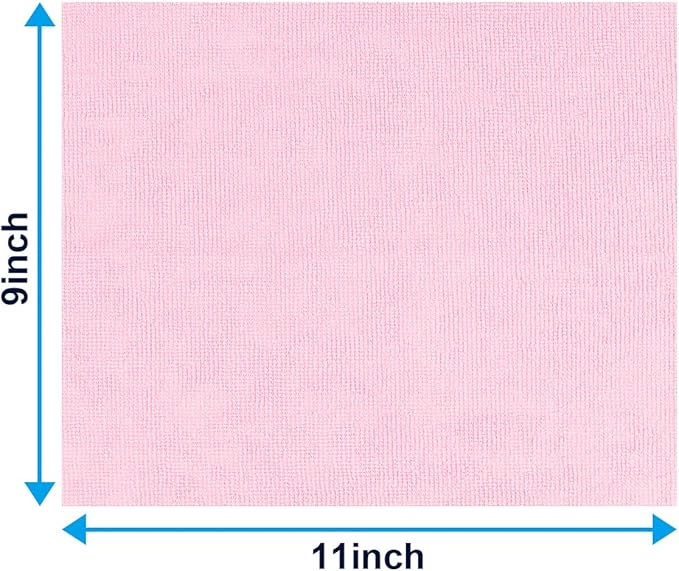 GLIMGLINT Pink Microfiber Cleaning Cloth, 100 Pack Cleaning Rags, Lint-Free, Ultra Absorbent Reusable Paper Towels for Home, Kitchen, Car, Garage or Shop, Dish Rags, 11" x 9"