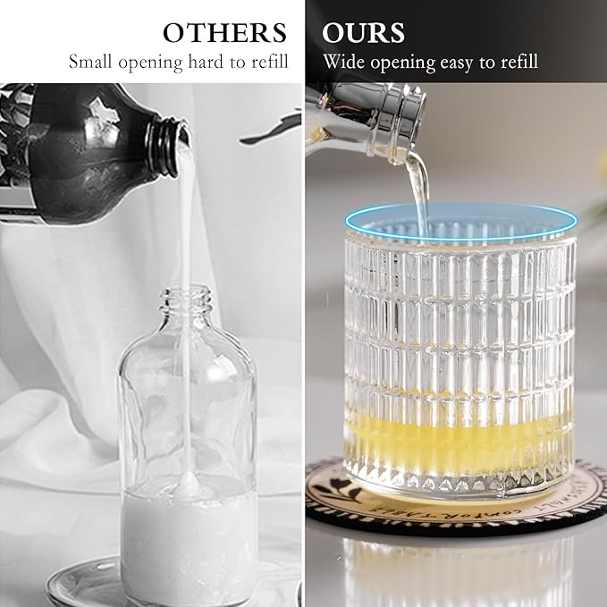 Foaming Hand Soap Dispenser, Glass Foam Soap Dispenser or Lotion Dispenser for Kitchen & Bathroom Refillable Liquid Soap Dispenser with Large Silver Pump(Striped Pattern-Clear)