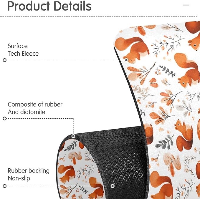 Squirrels and Fall Leaves Kitchen Sink Splash Guard Sink Faucet Mat Faucet Handle Drip Catcher Drain Mats for Kitchen Bathroom Countertop Absorbent Dish Drying Pad 2Pack 14.7x5.4IN